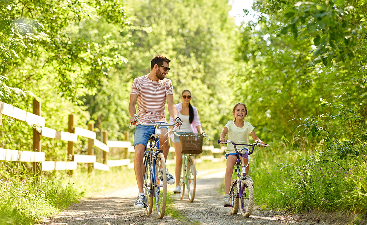 family biking
