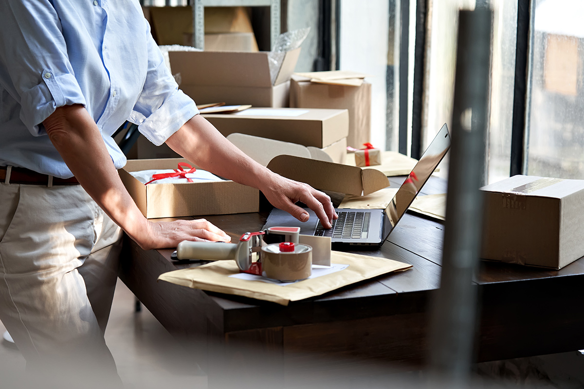 business owner checking order status